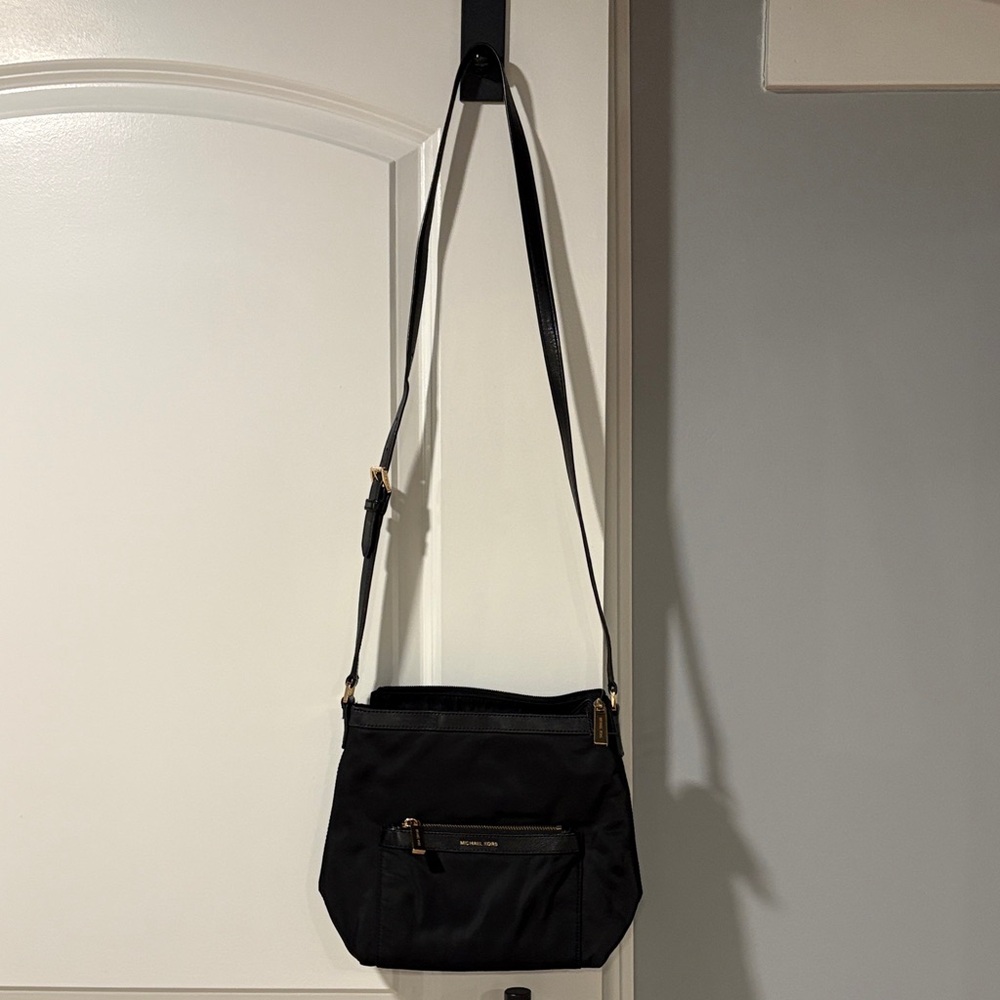 Michael Kors Black Crossbody Bag with Gold Accents